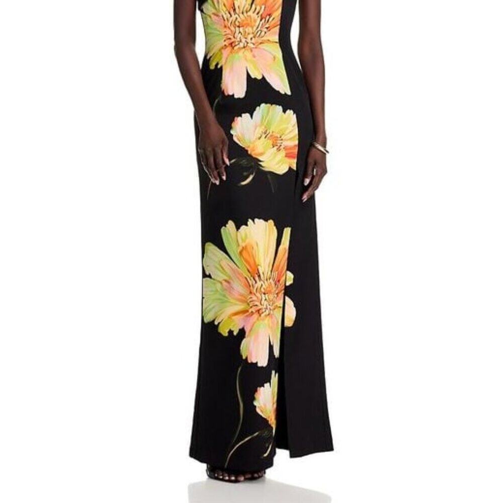 Black Halo Dolan One-Shoulder Gown Black Bursting Bloom 4 - Picture 2 of 16